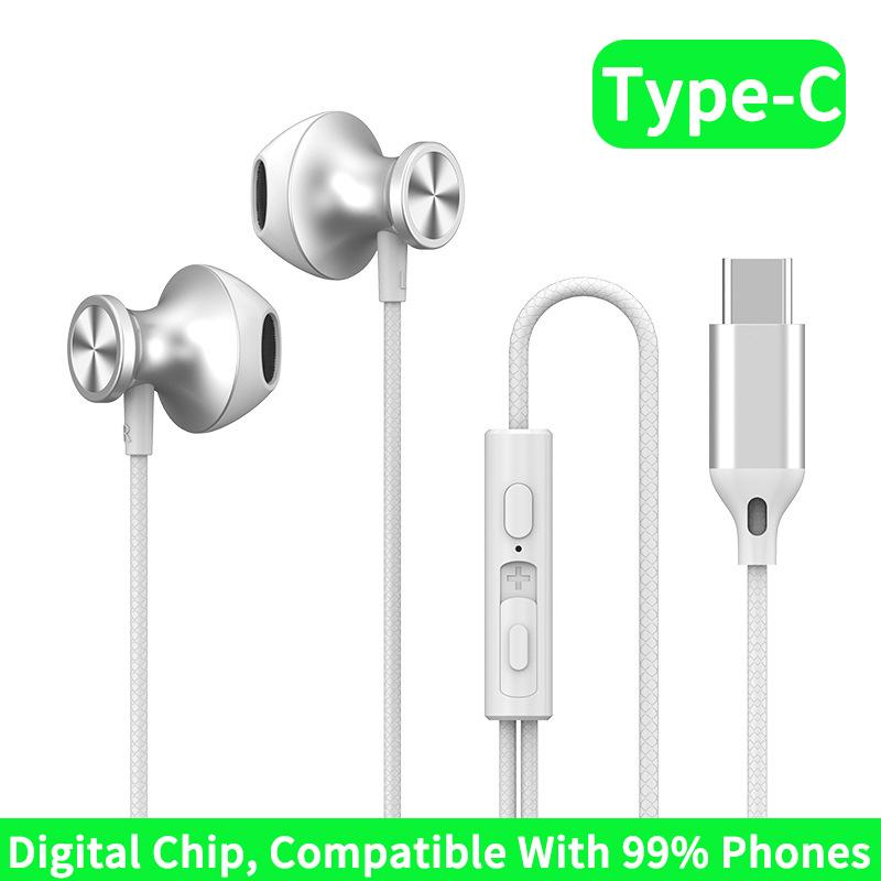 DAC Digital Chip Wired Earphones 3.5MM AUX/Type-C 9D HIFI Heavy Bass Surround Stereo Sound In-Ear Headsets For Samsung Android iPhone 15/16
