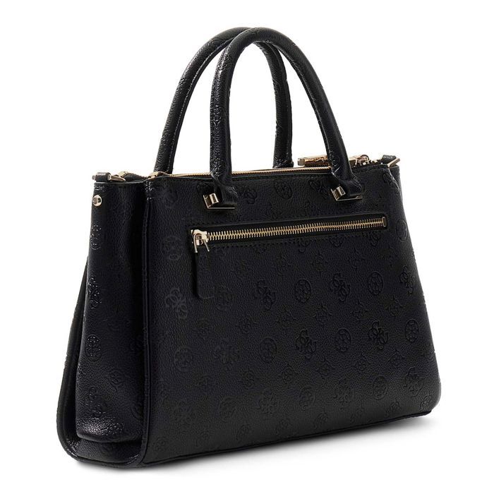 GUESS Sac à main noir pour femme - Anise Triple Compartment Satchel Black Logo 336883