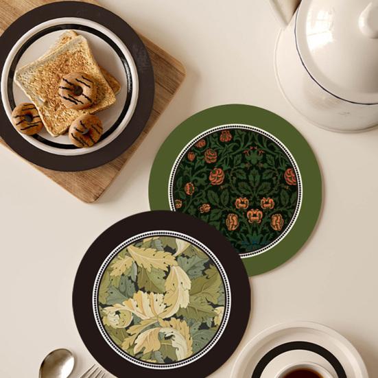 Винтажная впитывающая подставка под стакан с этническим цветочным узором из ткани, быстросохнущий диатомитовый коврик для горячих и холодных напитков