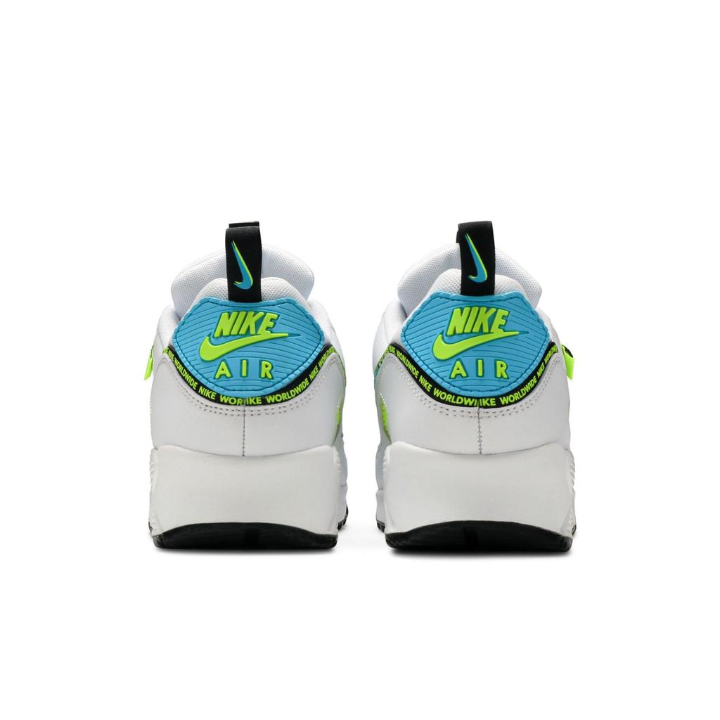 Nike Air Max 90 SE 'Worldwide Pack - Blue Fury Volt' (унисекс) Белые / Синие Fury / Черные / Volt Беговые кроссовки CZ6419 100