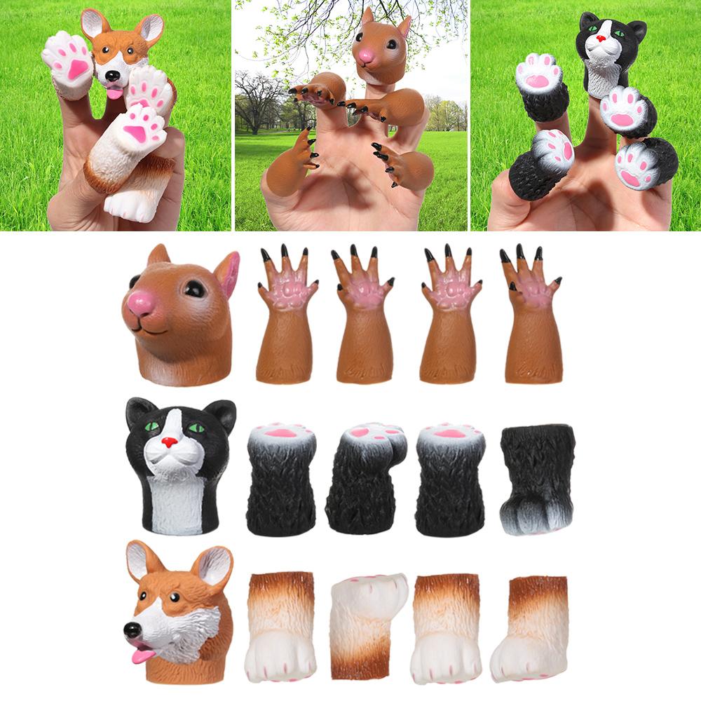 Washable Squirrel Animal Cat Random Combination Hand Puppet Finger Dolls Props