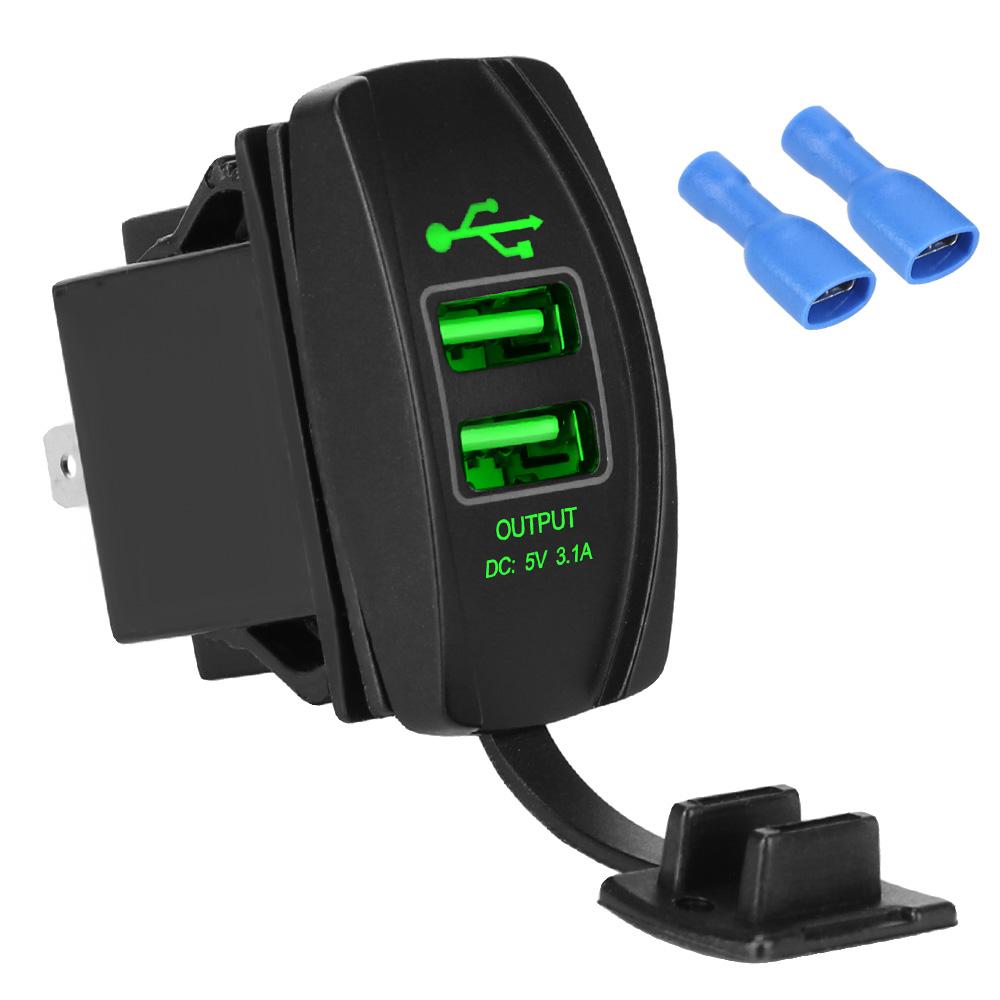 5V 3.1A LED Universal Dual USB Ports Car Charger Auto Adapter Dustproof Phone Charger for Car RV Camper Caravans