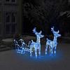 VidaXL Christmas Decoration Reindeer and Sleigh Luminous Reindeer Illuminated Decorative Garden Patio Backyard Outdoor 160 LED 328520