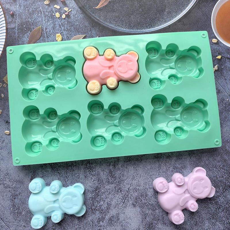 Bear Molds For Chocolate Baby Shower Molds 6-Grid Silicone Fondant Molds Bear Cand Mould Baby Shower Chocolate Molds For Cakes