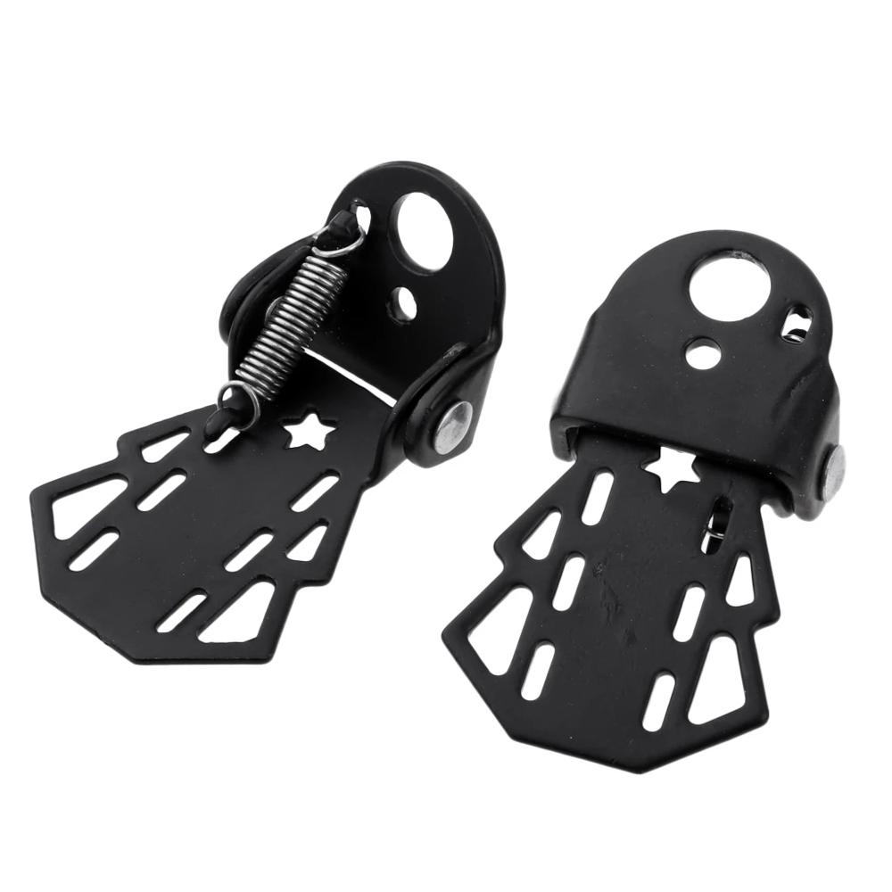 1 Pair Cycling Folding MTB Bike Black Metal Bicycle Foot Pegs Rear Seat Bike Pedals Footrests