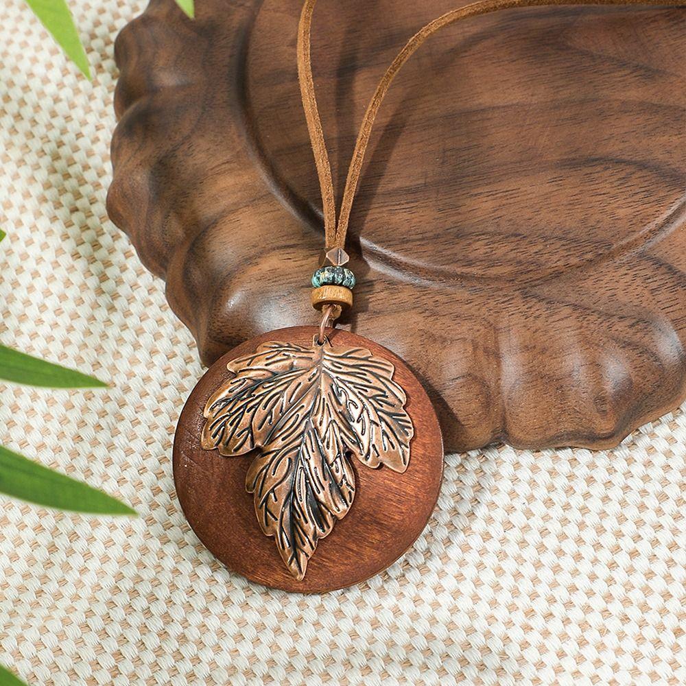 Женская мода Бохо Длинное ожерелье Элегантное этническое ожерелье Ретро Коричневые подвески Ожерелья Ювелирные изделия