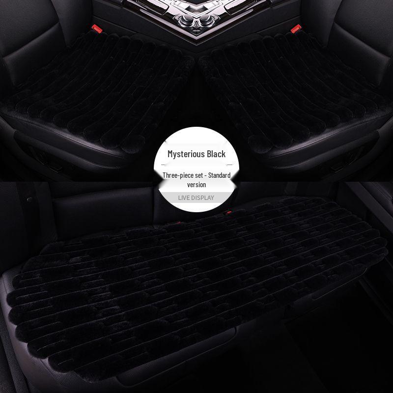 Универсальный Зимний Плюшевый Бамбуковый Набор Подушек для Автосиденья с Подогревом - Нескользящий, Утолщенный, Трехкомпонентный для Тепла и Комфорта