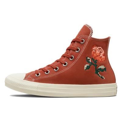 Женские кроссовки Chuck Taylor All Star с вышивкой в ​​виде роз оранжевого цвета Rugged-Orange Egret A04297C