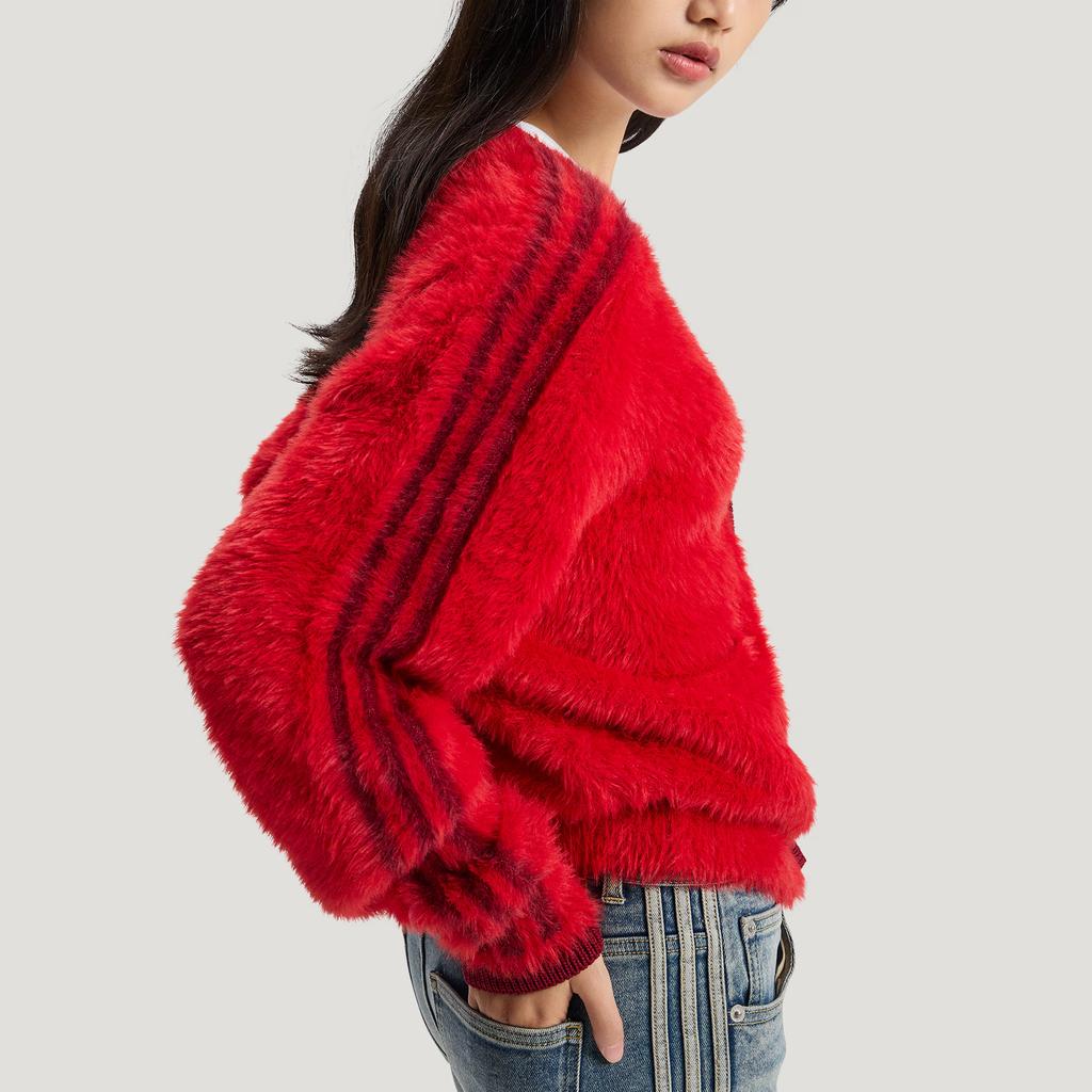 Adidas Оригинальный кардиган FW25 Ручной работы Новогодний Свободный Вязаный Спортивный С длинным рукавом Женский кардиган KT-3171