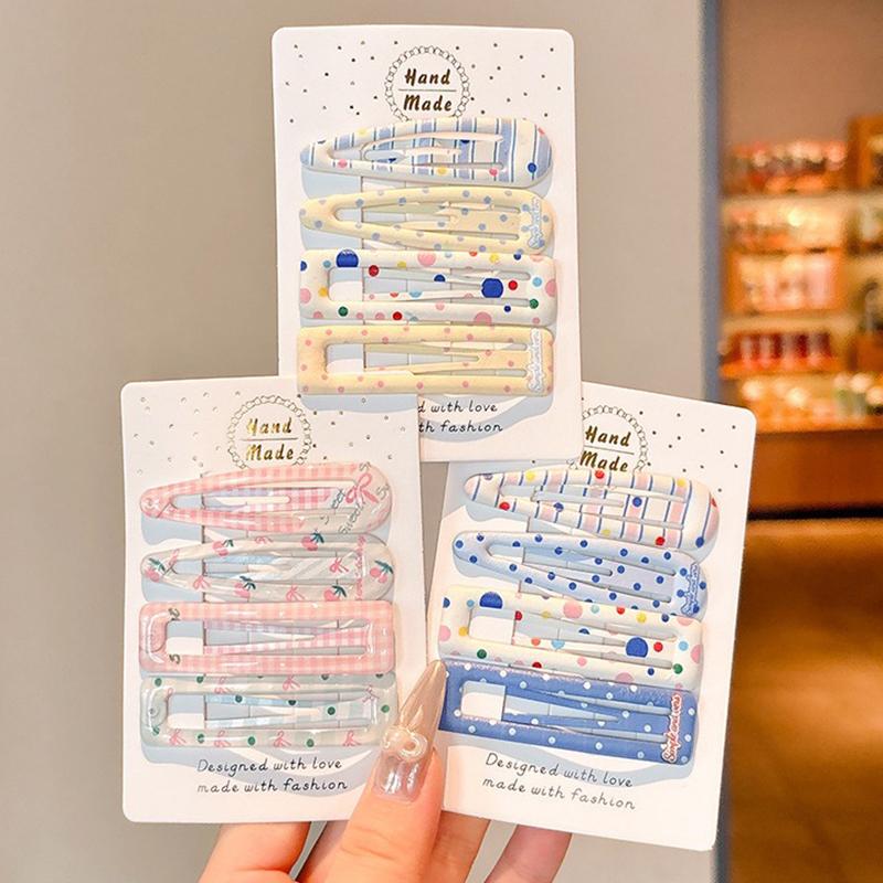 Korean Cute Hair Clips Set for Ladies Polka Dot Sweet Dopamine Kawaii Hair Decor for Girls Daily School Use