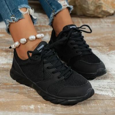 Распродажа модной женской обуви на шнуровке, женская вулканизированная обувь, осенняя дышащая сетчатая однотонная плоская повседневная удобная обувь для ходьбы большого размера