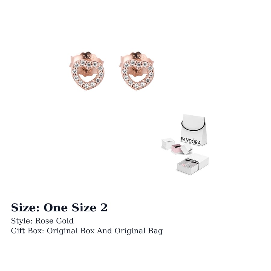 Pandora 925 Sterling Silver Stud Earrings Women's Rose Gold 280528CZ