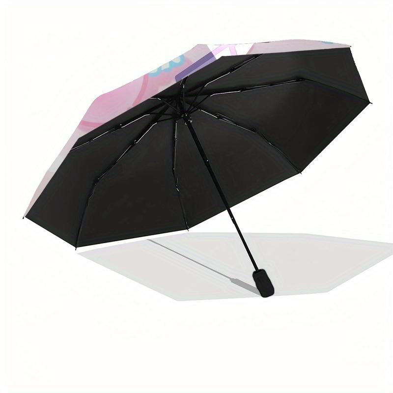 Kuromi Automatic Opening and Closing Parasol Compact Travel Umbrella with 8 Ribs for Women and Men Ideal Birthday/Christmas Gift, Outdoor Ac
