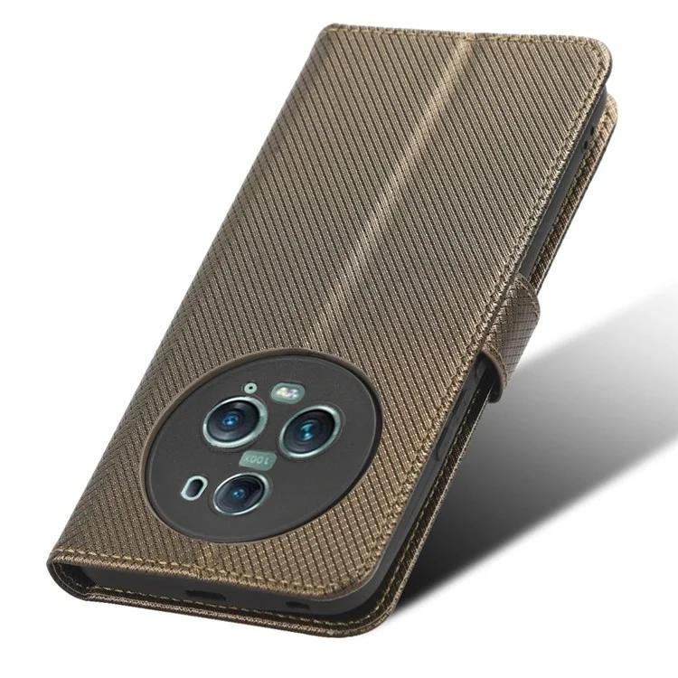 Чехол-кошелек из искусственной кожи с ромбовидной текстурой для Honor Magic5 Pro 5G, чехол для телефона с подставкой и защитой от падения