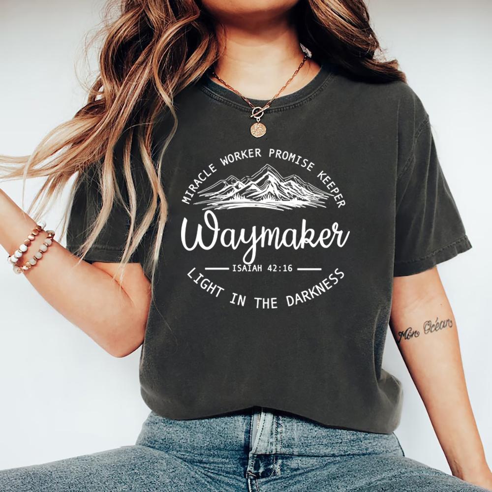 Waymaker TShirt Christian Tee Religious Faith Tshirt Women Short Sleeve Graphic T Shirts Jesus Christian Gift Streetwear Tops