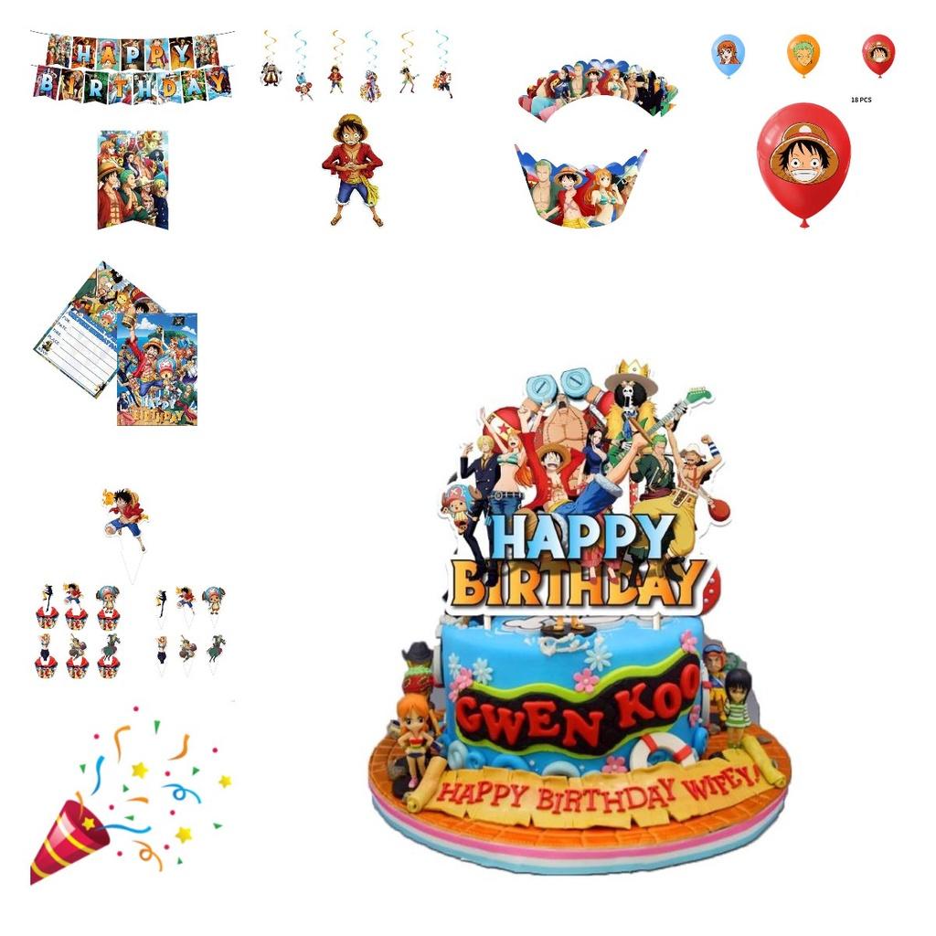 Colorful One Piece Themed Birthday Party Decoration Set Vibrant And Whimsical Paper Props And Balloons