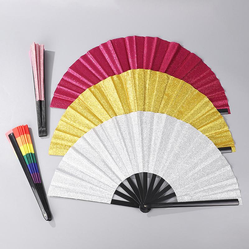 Gradient Colorful Rainbow Folding Fan 1Pc Handheld Dance Cooling Fan for Stage Performance Outdoor