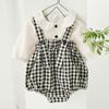 Check Shirt Suspenders Newborn Body Suit 2 Set Size 80, Korea Best Childrens Clothes