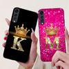 Для LG Velvet 4G 5G UW Задняя крышка Для LG Velvet 5G UW Чехол Модный Роскошный Буквы A-Z Корона 2D Расписной Мягкий Черный Чехол для Телефона