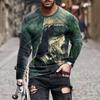 Men's Spring and Autumn Long Sleeve T-shirt Men's Loose Round Neck Hoodie 3D Printed Printed Long Sleeve Top