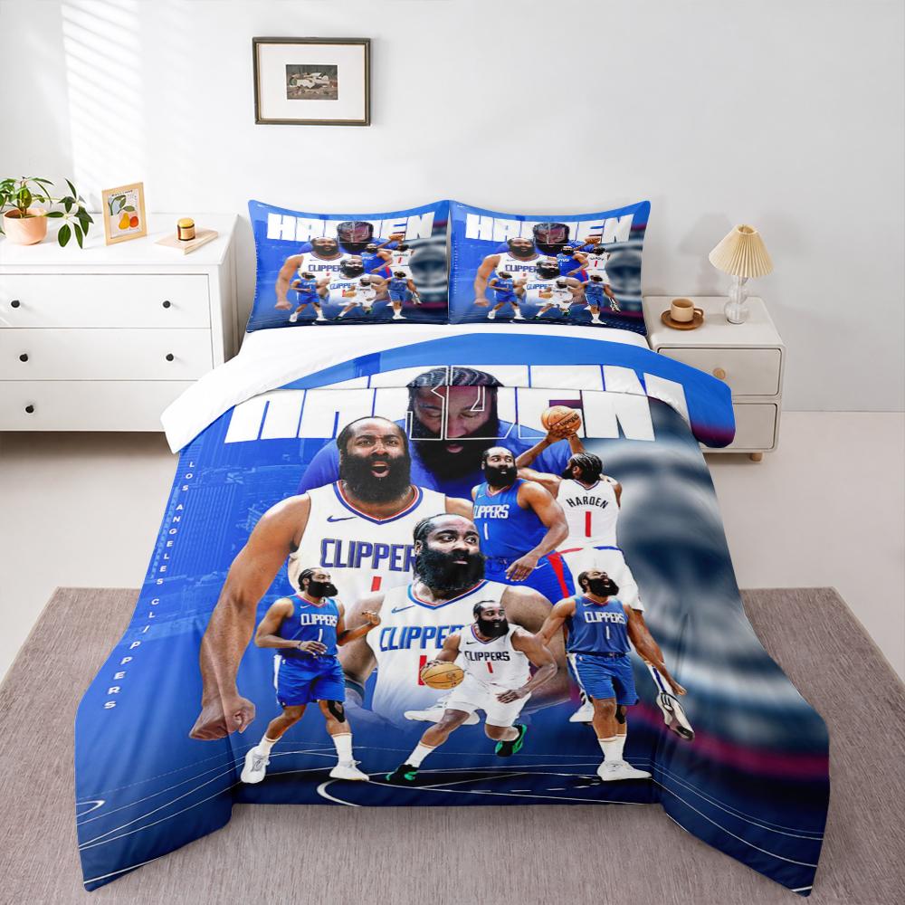 "Basketball Star Clippers Themed Bedding setBedding set (1 duvet cover, 2 pillowcases, duvet not included)