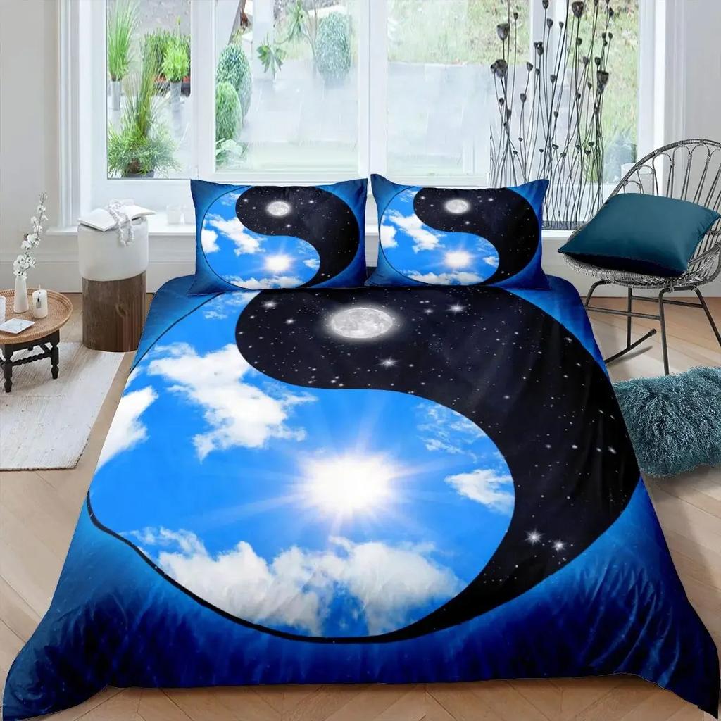 Комплект пододеяльников Инь-Ян в стиле бохо Trippy Art Twin Одеяло Gossip Traditional Ying Yang Theme King Size Полиэстеровое одеяло