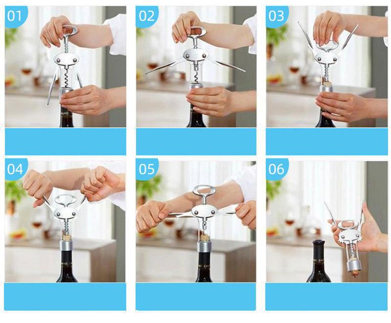 Открывалка для вина Нержавеющая сталь Открывалка для красного вина Крыльчатый тип Металлический штопор Открывалки для бутылок Штопоры Для удаления винных пробок