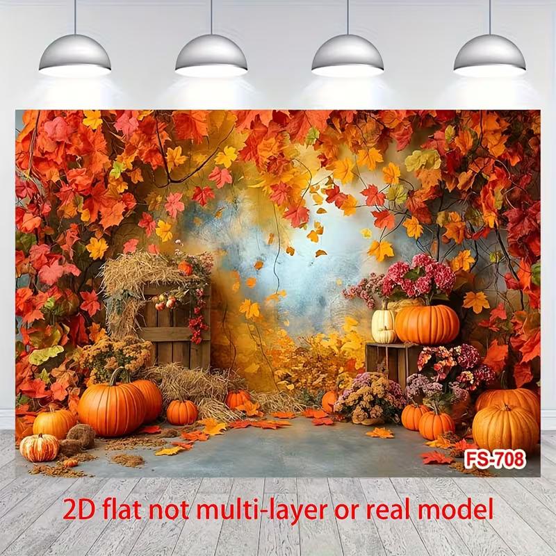 2D Rustic Fall Pumpkin Harvest Photography Background