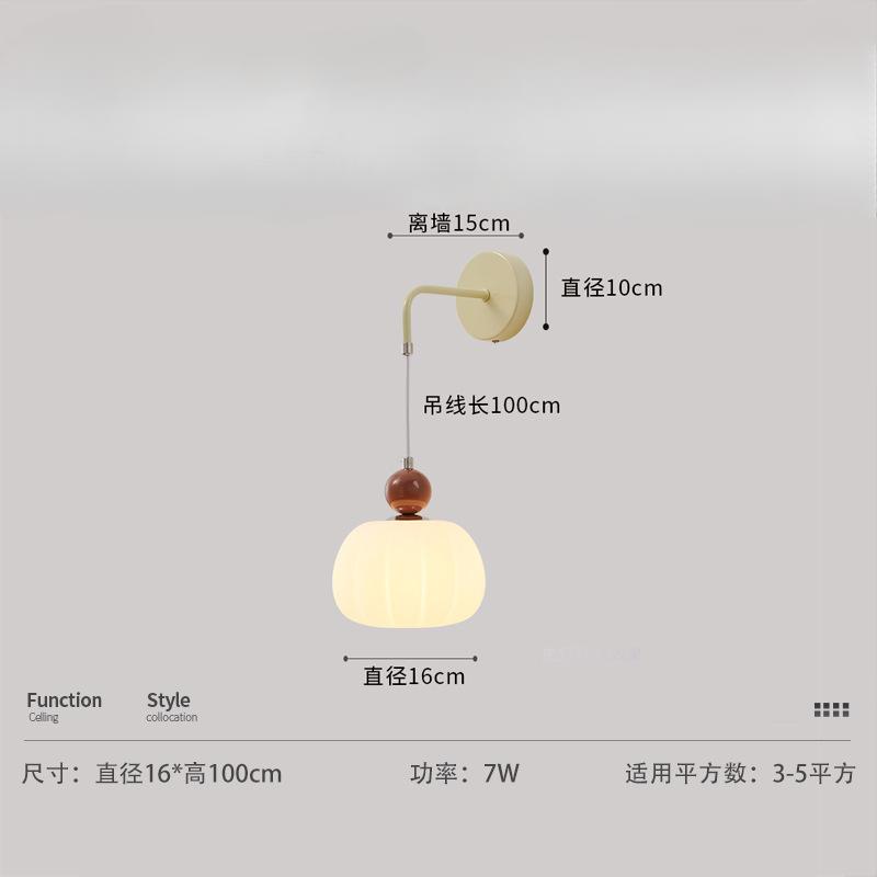 Japanese Cream Pumpkin Nordic Bedroom Bedside Lamp Wall Lamp Creative Living Room Background Wall Corridor Hallway Light
