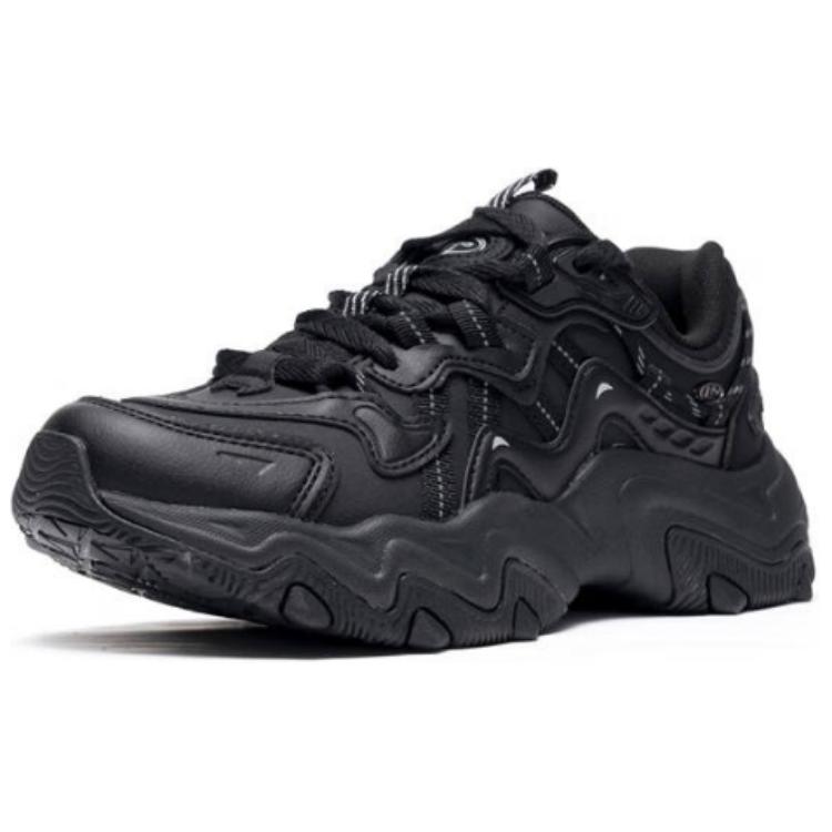 Li-Ning Cat Paw Lite 2 Толстая подошва Увеличивающая рост Амортизирующая Ретро Нескользящая Износостойкая Низкая Повседневная Обувь Женские Кроссовки Черные AGCU176-1