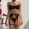 1 комплект, сексуальный бюстгальтер, трусики, комплект с подвязками, кружевной низкий вырез, пуш-ап, несколько бретелей, высокая талия, эластичный тонкий повод для шеи, комплект нижнего белья для медо...