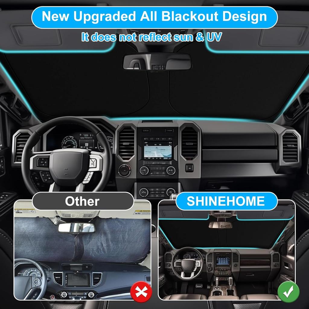 Car Windshield Sun Shade Compatible with 2015-2020 Ford F150 Lariat, King Ranch, Platinum, XL XLT Limited Raptor Accessories Foldable Sunshade Custom