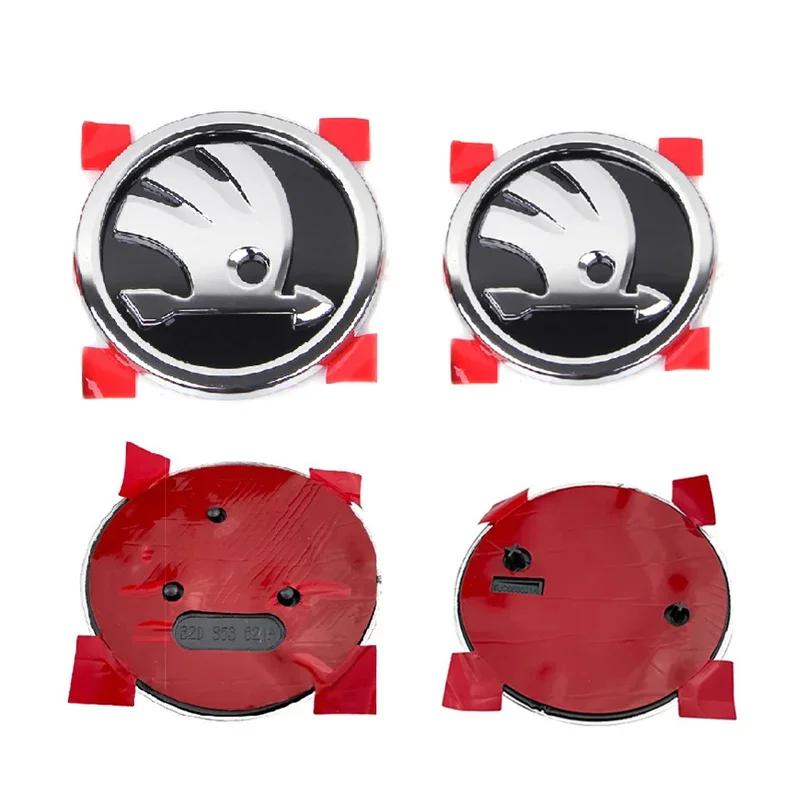 2Pcs 80mm 90mm Emblem For Skoda Fabia 1 2 Octavia a7 RS Superb Rapid Yeti Karoq Vision Car Head Front Rear Boot Tailgate Sticker cwsv60