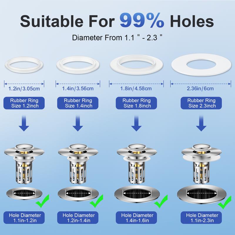 JOMST Bath Universal 2-в-1 заглушка для раковины в ванной комнате, выдвижная, со съемным фильтром из нержавеющей стали, препятствующим засорению, заглушка для слива волос, против запаха