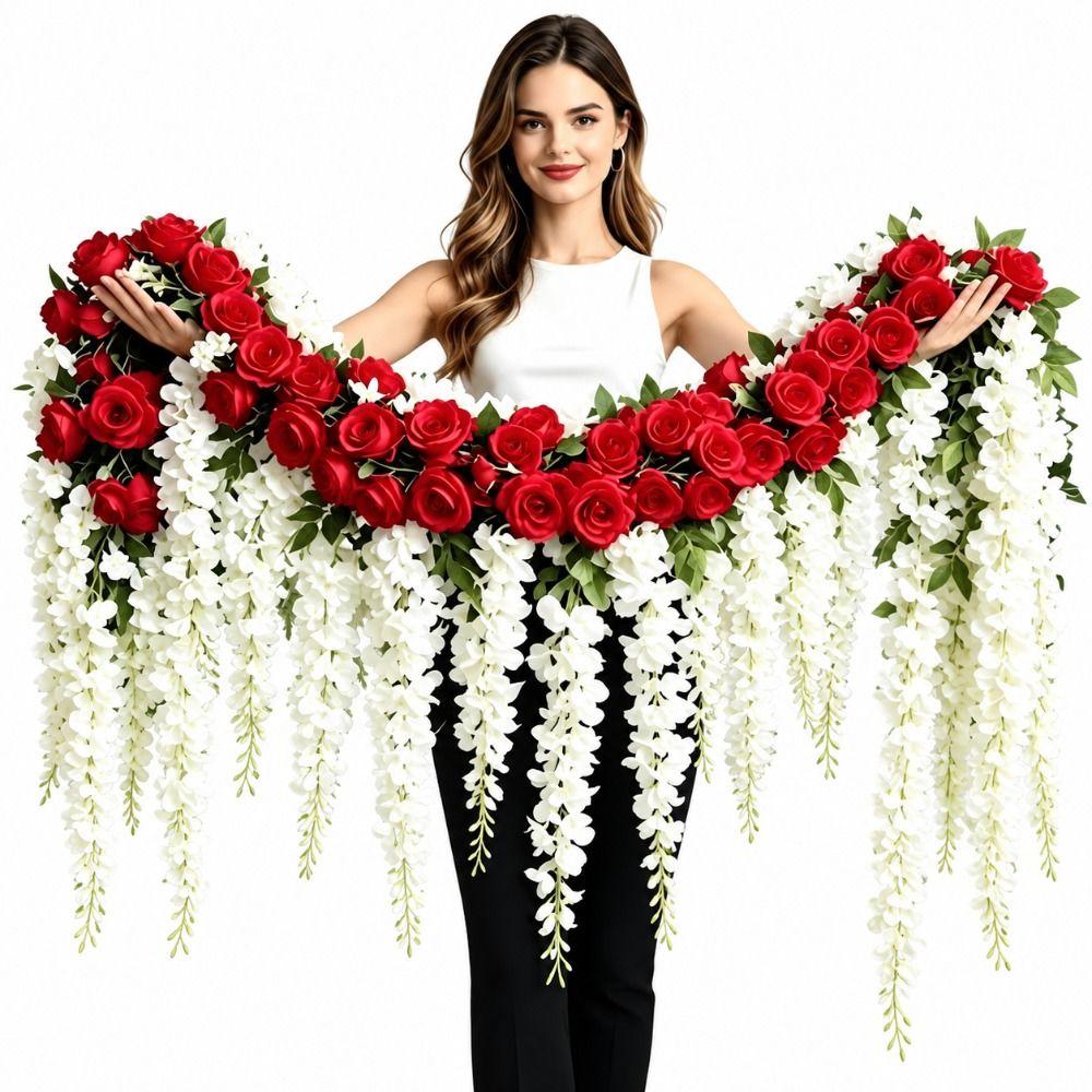 3D Artificial Rose Vine Bushy Wisteria Vine Flower New Hanging Rattan Flower Garden