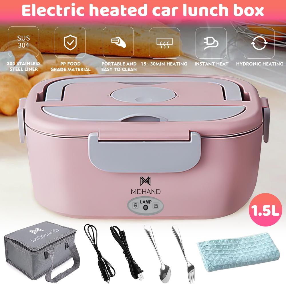 2-в-1 электрический подогреваемый ланч-бокс для автомобиля + дома 12 В 220 В портативный контейнер для ланча Bento из нержавеющей стали контейнер для еды Bento Box
