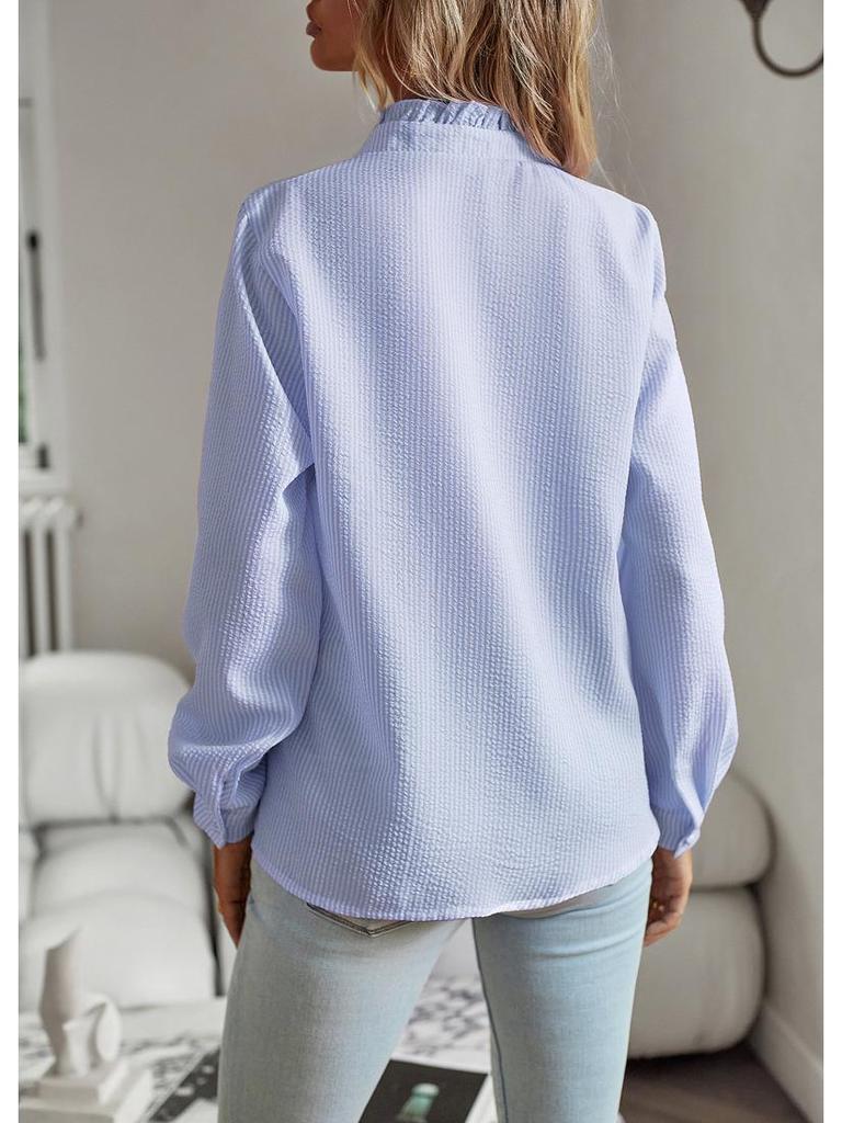 Diyun Women's Long-Sleeve Shirt - 2025 Spring/Summer Collection, European/American Style, Elegant Commuter Top