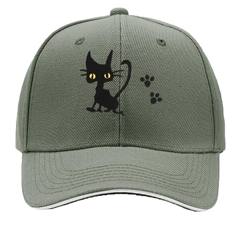 Multicolor Options Available for The Featuring a Black Cat Comfortable And Breathable This Solid C Sandwich Baseball Cap