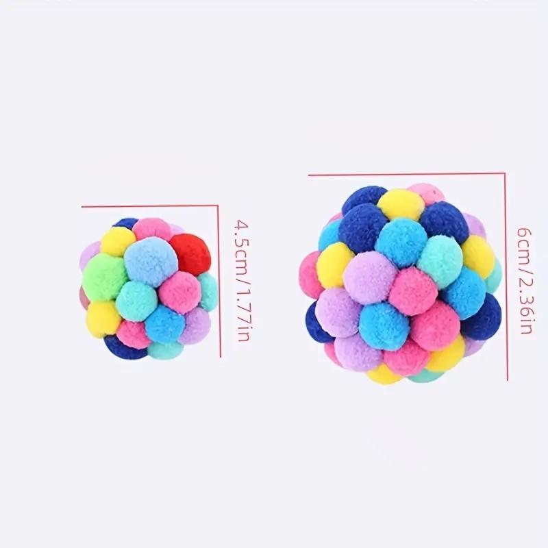 Colorful Plush Sound Ball, Cat'S Self Soothing Toy, Scratch Resistant Soft Rainbow Teasing Cat Ball