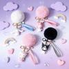 Sanrio Hello Kitty Kuromi Melody Cinnamoroll Очаровательные брелоки с мягким шариком из кроличьего меха Подвеска на сумку для женщин и девочек Брелок Подарки