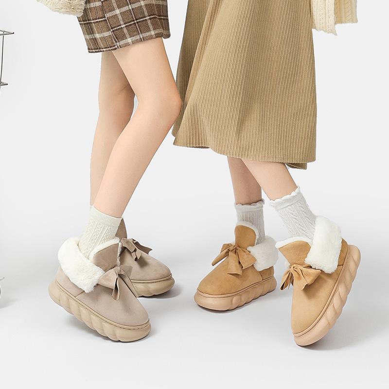 Модные хлопковые тапочки на толстой подошве для женщин на осень и зиму, новый стиль, домашние плюшевые комнатные хлопковые туфли, женские зимние ботинки