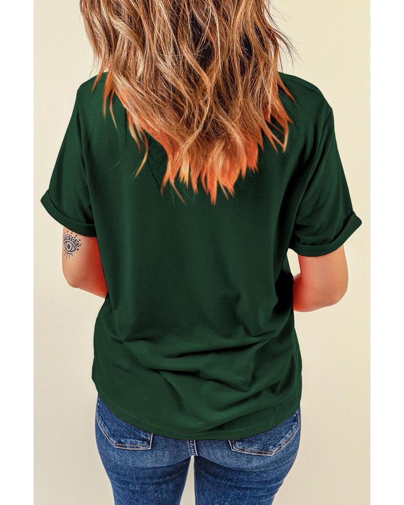 Azura Exchange Green Casual Plain Crew Neck Tee