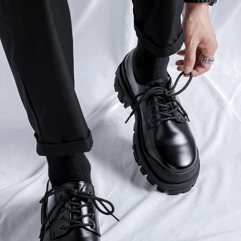 Классические мужские оксфорды для улицы, удобная обувь для ходьбы, 2024, новые повседневные кожаные туфли, стильные деловые туфли на платформе для мужчин