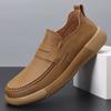 Fashion British Style Men Outdoor Slip On Loafers Genuine Leather Casual Business Shoes Flat Designer Walking Comfy Loafers Lazy Shoes