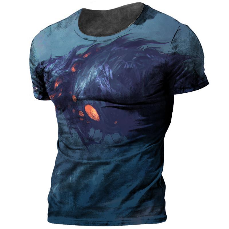 Шикарная мужская футболка Cthulhu Myth с 3D принтом Terror Monster, большой топ с круглым вырезом, летняя модная повседневная Повседневная дышащая ткань