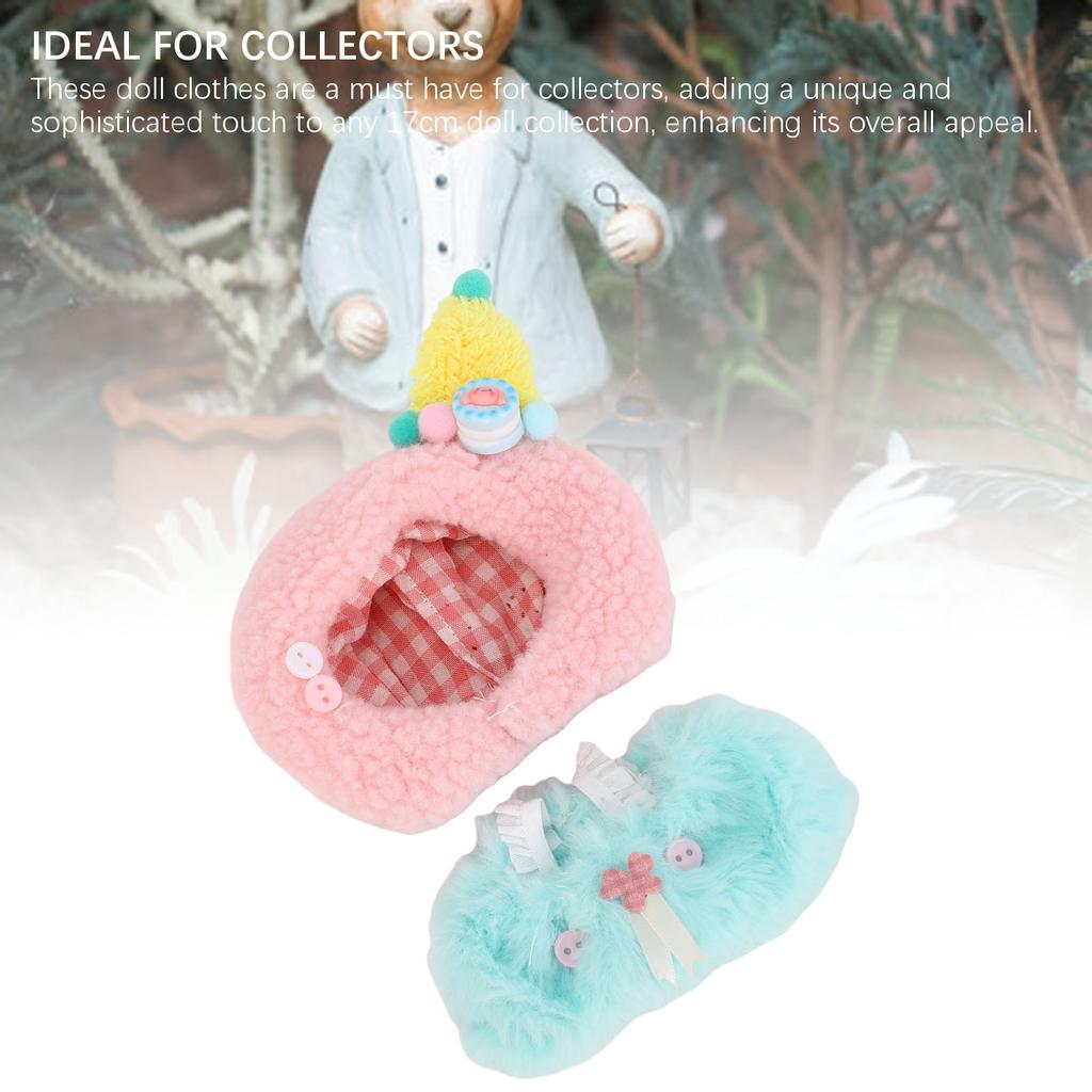 Набор одежды для куклы 17 см Плюшевая ткань из волокна Легко одевать Платье для куклы Наряды Шляпы Аксессуары для одежды