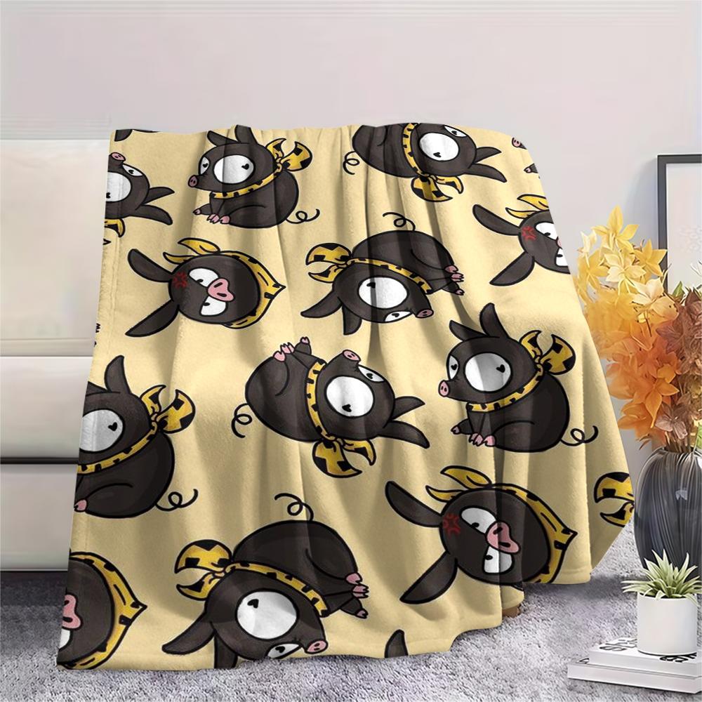 1PC Ranma Print Flannel Blanket, High quality Comfortable for All Seasons, Home Decor, Warmth and Comfort, Perfect for Christmas Gifts