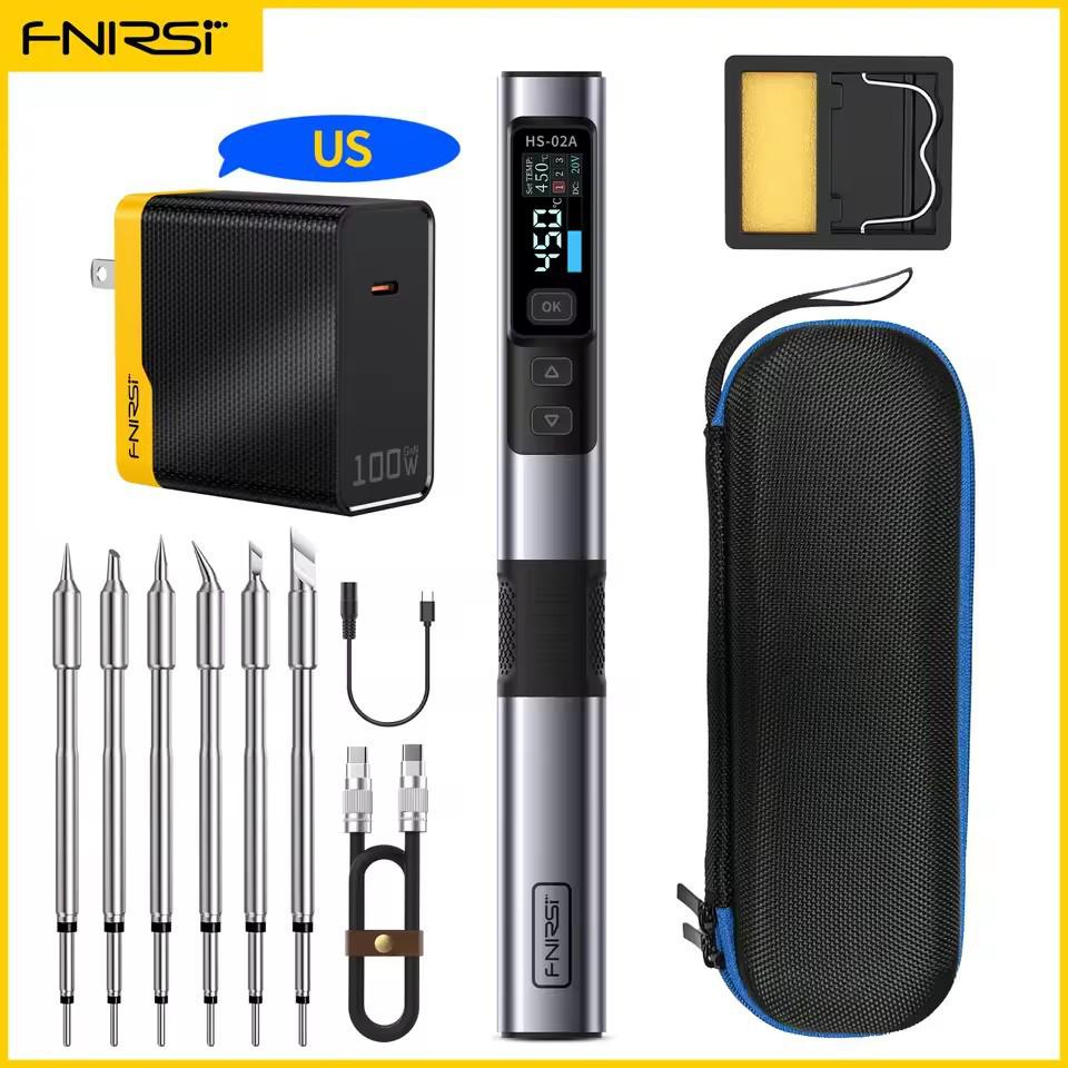 Умный электрический паяльник FNIRSI HS-02 100 Вт: Портативная паяльная станция с постоянной температурой для домашнего ремонта и сварки