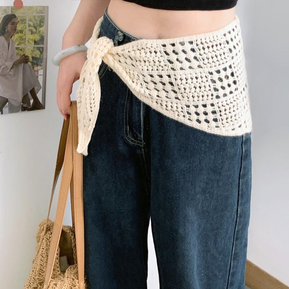 Y2k Design Balletcore Shawl Hollow Knitted Headscarf Retro Triangle Scarf  Female Fashion