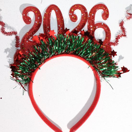 Ободок на голову «2026 Новый год» с логотипом в виде цифр, красочный дизайн, обруч для волос, праздничный аксессуар для празднования Нового года